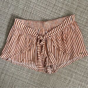 Roxy Orange Striped Front Tie Lightweight Shorts